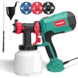 HYCHIKA Verfspuitsysteem, 600 W HVLP lakpistool 1200 ml container, 3 sproeiers voor omheiningen, meubels, muren en andere oppervlakken van hout of metaal