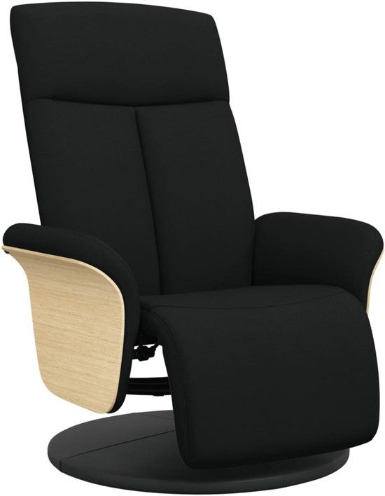 vidaXL Fauteuil verstelbaar met voetensteun stof zwart