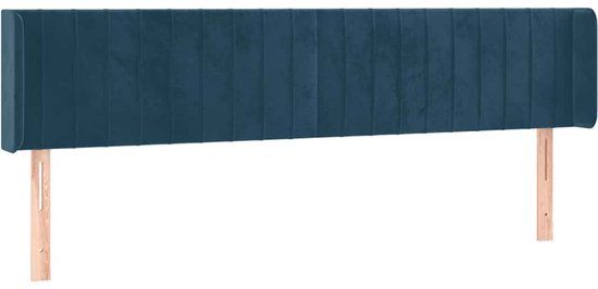 vidaXL Hoofdbord met randen 163x16x78/88 cm fluweel donkerblauw