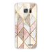 Evetane Beschermhoes voor Samsung Galaxy S7 360, volledige beschermhoes, voor- en achterkant, robuust, transparant, marmer, roze ruitpatroon