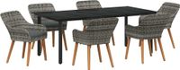 vidaXL - Tuin - Eettafel - Set - 7 - st - Grijs - poly - rattan