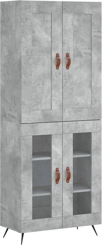 vidaXL Hoge kast 69,5x34x180 cm bewerkt hout betongrijs