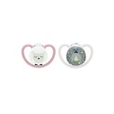 NUK 10176345 Perfect Match Air Night Babyfopspeen met vrije luchtdoorvoer Silicone Beige, Roze