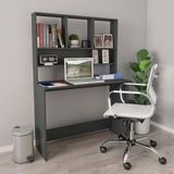 vidaXL Bureau met schappen 110x45x157 cm bewerkt hout grijs