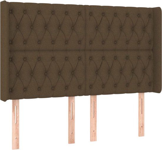 VidaXL Hoofdbord met randen 163x16x118/128 cm stof donkerbruin