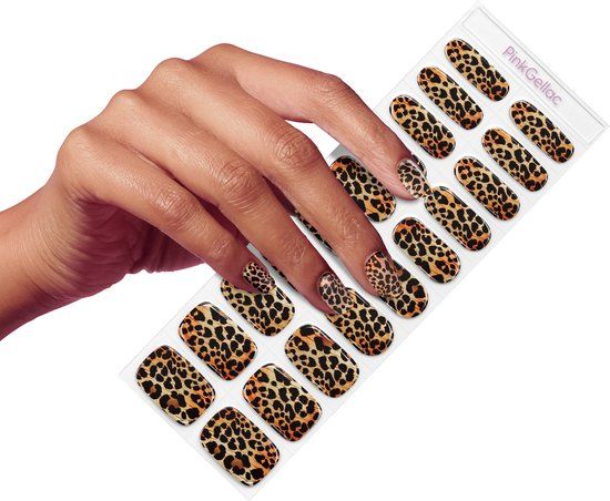 Pink Gellac UV Nagelstickers - Gellak Stickers 0028 Lavish Leopard - Nail Art Gel Stickers voor Nagels - 20 stuks in 10 maten