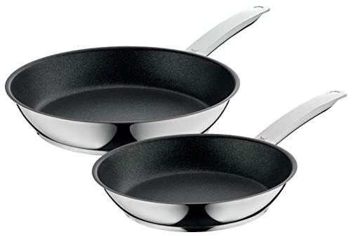 WMF Permadur Advance Pannenset, 2-delig, braadpan 28 + 24 cm, roestvrij stalen pan, Cromargan roestvrij staal gecoat, ovenvast