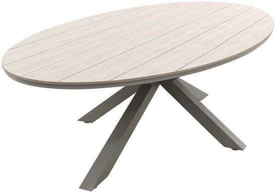 Garden Impressions Edison tafel ovaal - 280x140 cm -taupe -light teak Vironwood