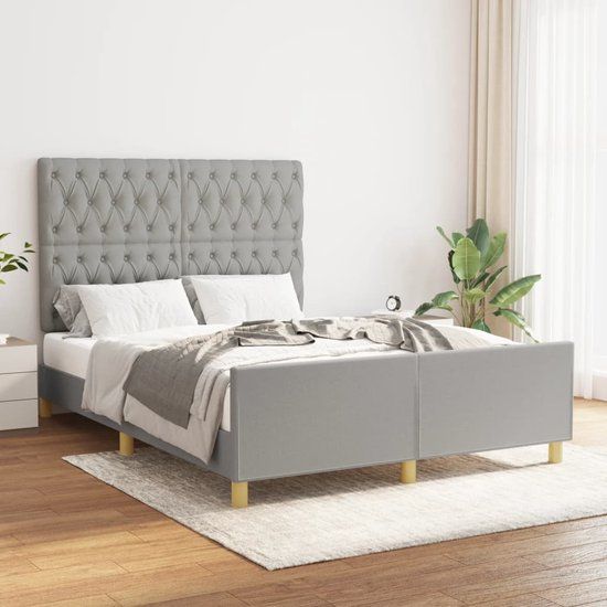 vidaXL Bedframe Stof Lichtgrijs 140x190 cm