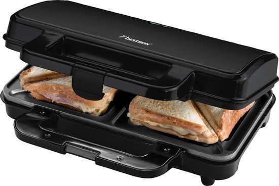 Bestron XL Tosti-ijzer - Voor 4 Tosti's - Zwart