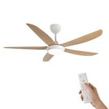 Woox Plafondventilator met licht, 137 cm, moderne ventilator in houtkleur, dimbare led, 3000 K - 6000 K, met afstandsbediening, omkeerbaar, 6 snelheden, stil, voor slaapkamer en woonkamer