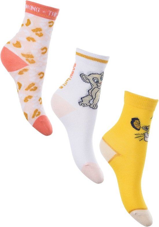Lion King Socks - Disney Classic Animals - 3 Pairs - Size 31/34