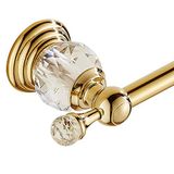 WINCASE European Single Towel Holder Towel Bar Rail, Polished Gold Finished Zinc Alloy Construction for Bathroom with Crystal Base Wall Mount