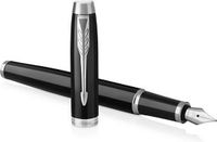 Parker IM vulpen | Zwarte lak met chroom detail | Fijne penpunt | Blauwe inkt | Geschenkdoos