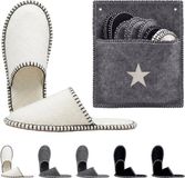 Merkloos / Sans marque Relaxdays Pantoffels - 6 paar - ster - 36-45 - vilt - beige