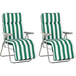 Chaise longue de plage pliable 2 pièces, transat de jardin réglable avec coussin rembourré, couleur vert et blanc, idéal pour bronzer et se détendre en extérieur.