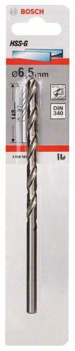 Bosch Metaalboren HSS-G, DIN 340 6,5 x 97 x 139 mm