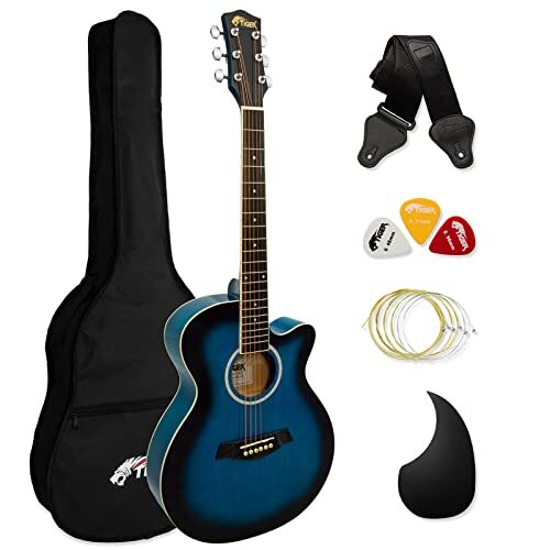 Tiger Small Body Akoestische Gitaar voor Beginners Gitaar - Blauw, Full