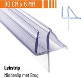 Simple Fix Douchestrip - Lekstrip - Waterkering - Douchedeurafdichting 80CM Lang - 4/5/6MM Glasdikte - Lekdorpel & Middenlip