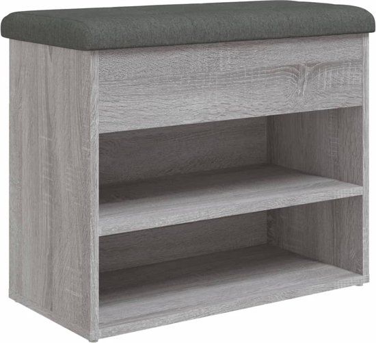 vidaXL Schoenenbankje - 62x32x50 cm - Bewerkt Hout - Grijs Sonoma
