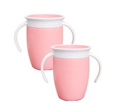 Munchkin Miracle 360 Drinkbeker voor kinderen, trainingsbeker, BPA-vrij, lekvrij, waterfles voor kinderen, 207 ml, 6 maanden, 2 stuks, roze