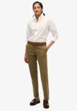 Superdry - Chino met halfhoge taille - Dames - Broeken - W26 X L30 - Katoen/Elastaan - Regular Fit - Casual - Effen - Dark Olive