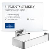 Villeroy & Boch Elements Opvallende toiletrolhouder, zonder deksel, wandmontage, chroom
