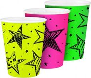 Merkloos / Sans marque Folat Bv 18x stuks verjaardag bekertjes Neon print - Kinder feestartikelen