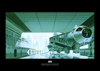 Komar Muurafbeelding | Star Wars Classic RMQ Hangar Shuttle | Kinderkamer, Jeugdkamer, Decoratie, Kunstdruk | zonder lijst | WB141-70x50 | Grootte: 70 x 50 cm