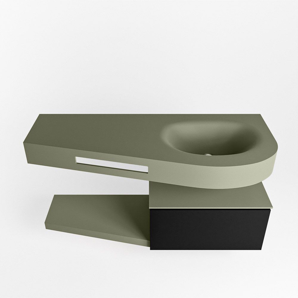 Mondiaz Riva Dulcet badkamermeubel rechts 120 army en urban - 120x50x53cm