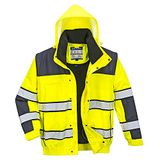 Portwest C466 Hi-Vis Klassiek Bomberjas 8 Zakken Reflecterend Vlekbestendig | Geel/Marineblauw, 3XL