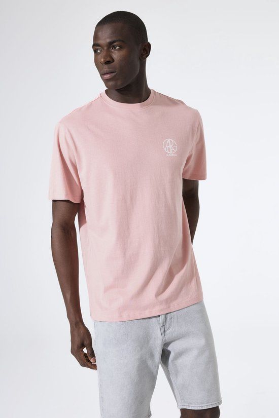 GARCIA Heren Print T-shirt Roze Korte mouw
