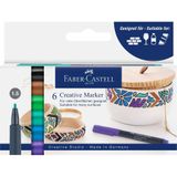 Faber-Castell Creative Marker markeerstift 6 stuk(s) Kogelpunt Zwart, Blauw, Bruin, Groen, Turkoois, Violet