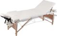 vidaXL Inklapbare Massagetafel 3 Zones met Houten Frame (Crème)