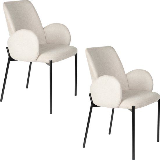 Housecraft Living Tjarda Eetkamerstoelen Armleuning Taupe - Set van 2