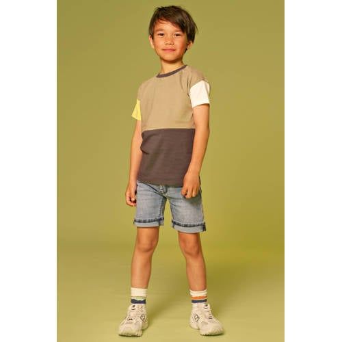 Stains&Stories T-shirt zand Beige Jongens Katoen Ronde hals Meerkleurig - maat 104
