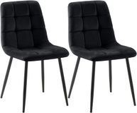 CLP Set van 2 Eetkamerstoelen Tilde - Gestoffeerd - Metalen Onderstel - Fluweel/zwart