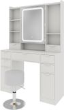 Vicco Kaptafel Solea, Wit, 105 cm met LED-spiegel en kruk