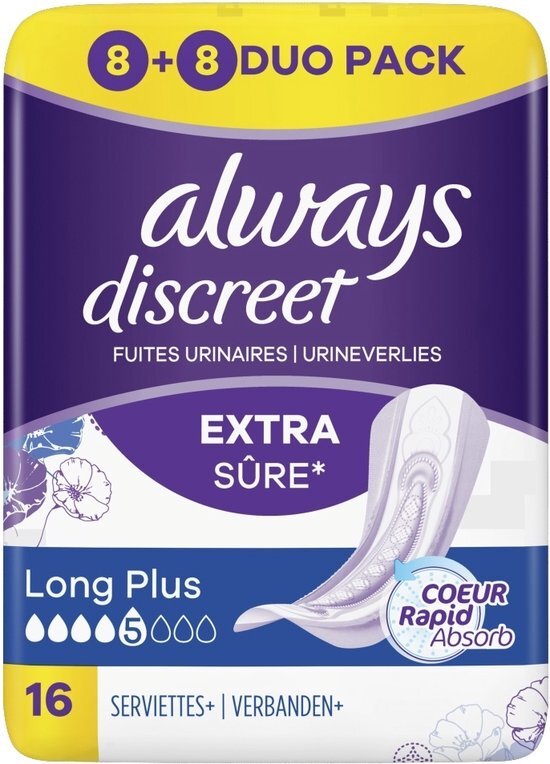 Always DISCREET INCONTINENT SIZE M 16 Stuks