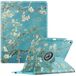 Fintie Roterende hoes voor iPad Air 13 inch (M3) 2025 / (M2) 2024 met potloodhouder - 360 graden draaibare beschermende standaardhoes met automatisch waken/slapen, amandel bloemen