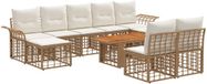 vidaXL Tuinbank Set 10 st Natuurlijk en Crème Wit poly rattan
