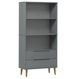 VidaXL Boekenkast MOLDE 85x35x170,5 cm Massief Grenenhout Grijs