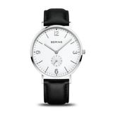 Bering 14040-404 Polshorloge Heren Kwarts Zwart Leer Zilverkleurig Staal Saffierglas 40mm