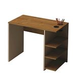 The Furniture Project Bureau van hout met legplanken, BTS-90 x 72 cm, beige