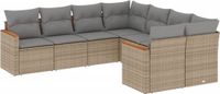 vidaXL 8-delige Loungeset met Kussens Poly Rattan Gemengd Beige