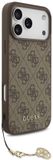 Guess 4G Charm Backcover met Hanger - Geschikt voor iPhone 17 Pro Max - MagSafe Compatibel - Bruin