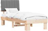 vidaXL Bedframe met Gevoerde Hoofdbord Lichtgrijs 75 x 190 cm