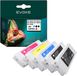 Evoke Set van 5 inktpatronen voor Epson T6941-T6945, Zwart & Kleuren, 700ml/5000 pagina's Zwart, 70ml/5000 pagina's Kleur, XL Cartridge