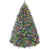 Garvee Kunstkerstboom van pvc, 140 cm, met 150 verlichting, met 380 groene punten, diameter 92 cm, met metalen standaard en inklapbaar schermsysteem