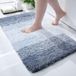 SnelShoppen Tapis de bain souple 40 x 60 cm Bleu Microfibre Antidérapant Lavable